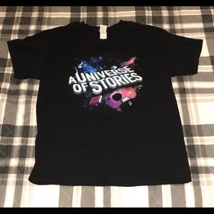 Black T-shirt with space graphic